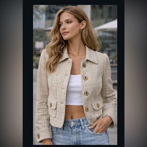 White House Black Market Beige Tweed Blazer